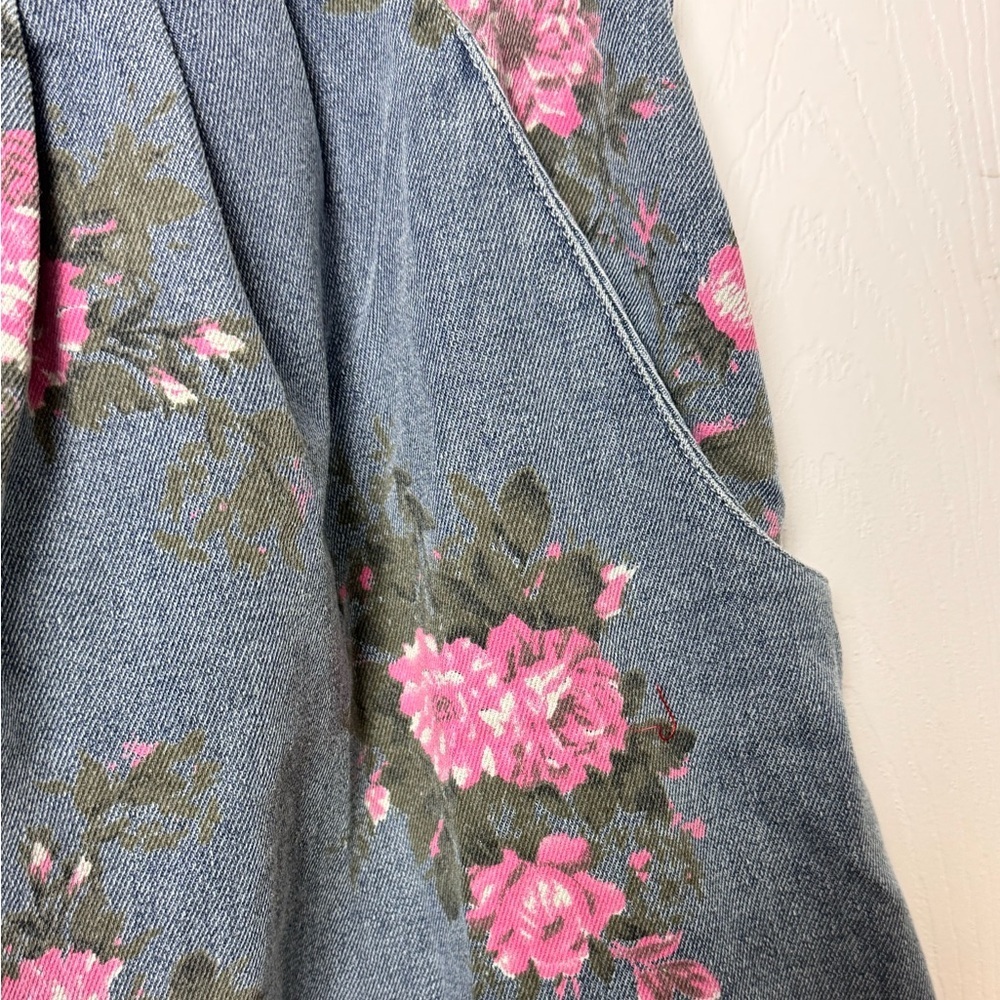 BiBi Floral Denim Overall Shorts NWT S, M,L ,XL 100% Cotton Boutique - Picture 4 of 11